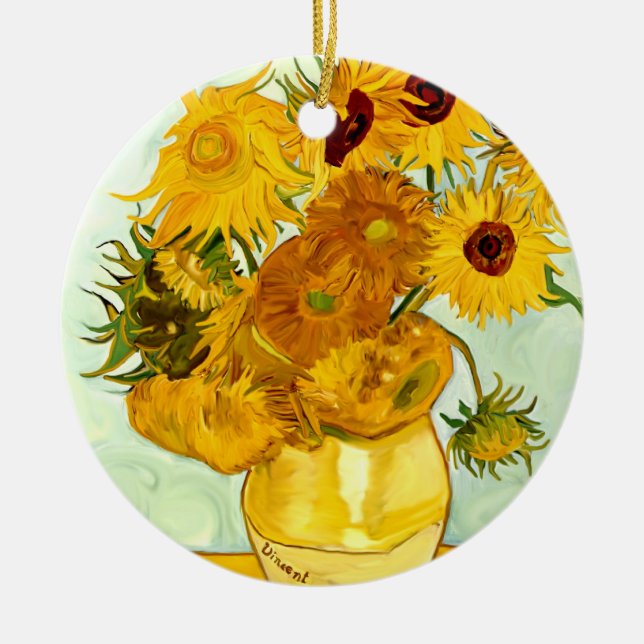 Vincent van Goghs gelbe Sonnenblume, die 1888 malt Keramikornament (Vorne)