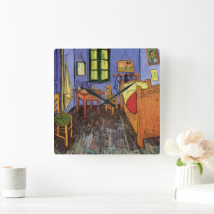 Vincent van Goghs Schlafzimmer in Arles Quadratische Wanduhr