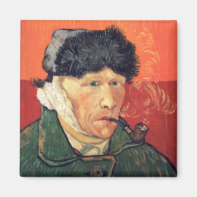 Vincent Van Gogh's Selbstportrait Bandaged Ear&Pip Magnet (Vorne)
