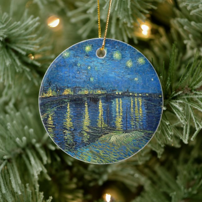 Vincent van Gogh's Starry Night Over the Rhone Keramik Ornament (Baum)