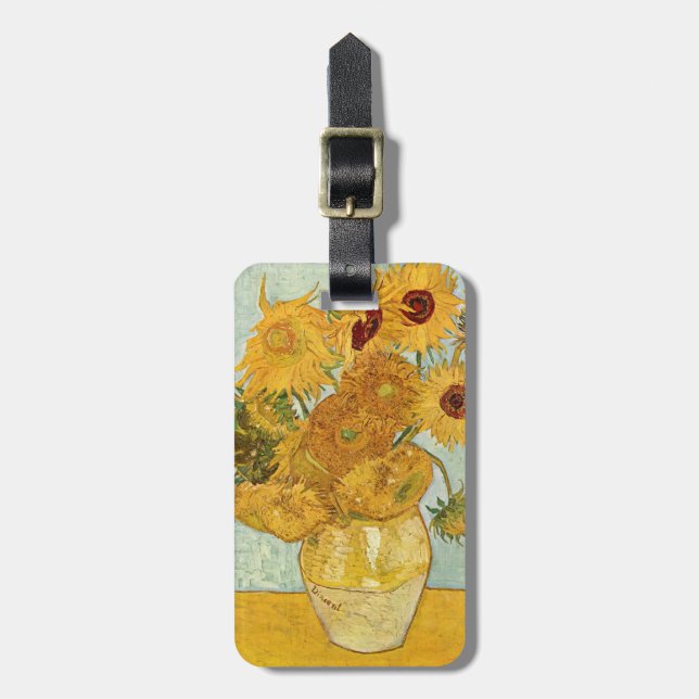 Vincent van Gogh's Stilleben mit 12 Sonnenblumen Gepäckanhänger (Vorderseite vertikal)