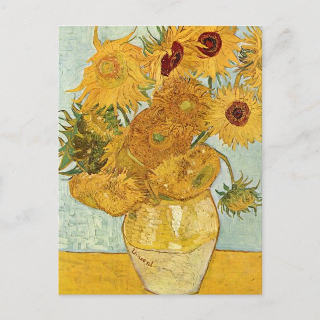 Vincent van Gogh's Stilleben mit 12 Sonnenblumen Postkarte (Vorderseite)