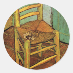 Vincent van Goghs Stuhl mit seiner Pfeife Runder Aufkleber