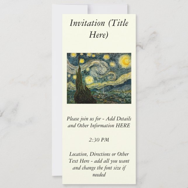 Vincent van Gogh's The Starry Night (1889) Einladung (Vorderseite)