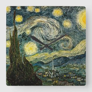 Vincent van Gogh's The Starry Night (1889) Quadratische Wanduhr