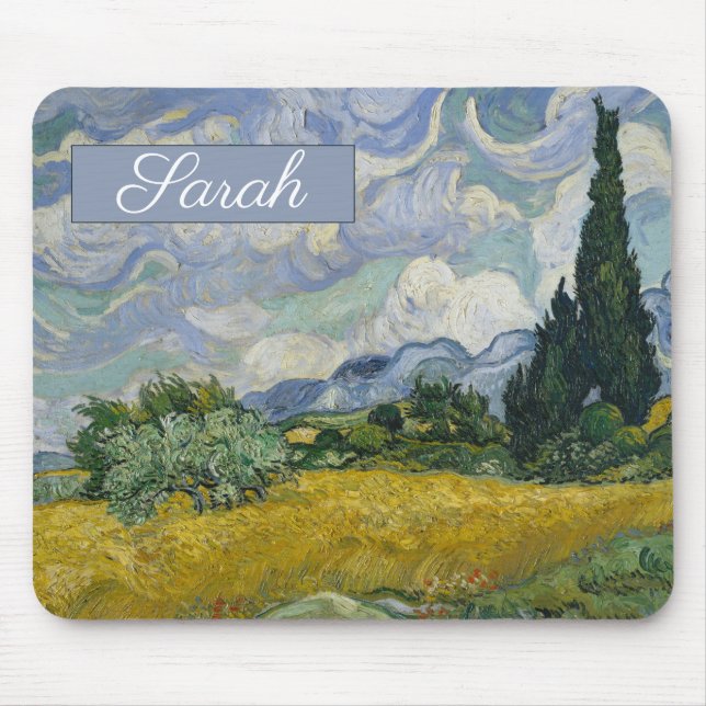 Vincent van Gogh's Weizenfeld mit Cypresse: Mousepad (Vorne)