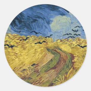 Vincent van Gogh's Weizenfeld mit Krähen (1890) Runder Aufkleber