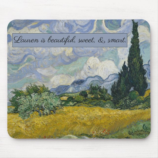 Vincent van Gogh's Weizenfeld mit Zypressen: Mousepad (Vorne)