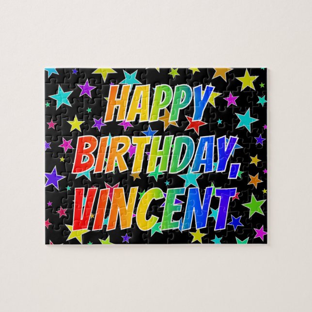 "VINCENT" Vorname, Spaß "GLÜCKLICHER GEBURTSTAG" (Horizontal)