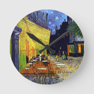 Vincent Willem van Gogh - Café Terrasse bei Nacht Runde Wanduhr