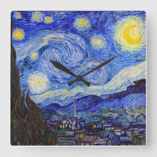 Vincent Willem van Gogh , "Starry Night" Quadratische Wanduhr