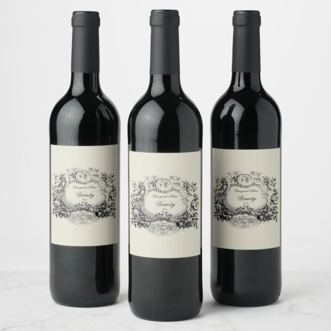 Vine Cartouche Vin Antique Étiquette de vin Modèle (Bouteilles)