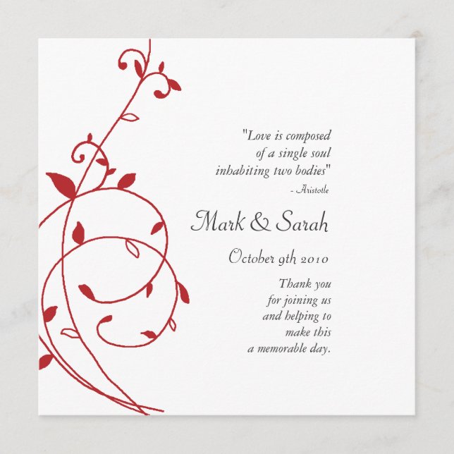 Vine Divine Red Wedding Program Programm (Vorderseite)