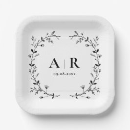 Vine Scroll Wedding Monogram, Couple's Initials Pappteller