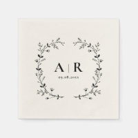 Vine Scroll Wedding Monogram, Couple's Initials