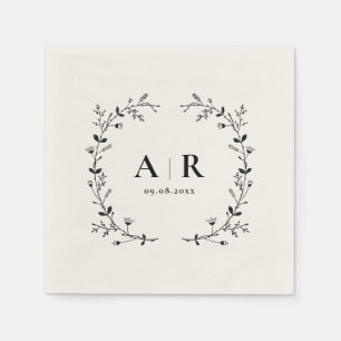 Vine Scroll Wedding Monogram, Couple's Initials Serviette