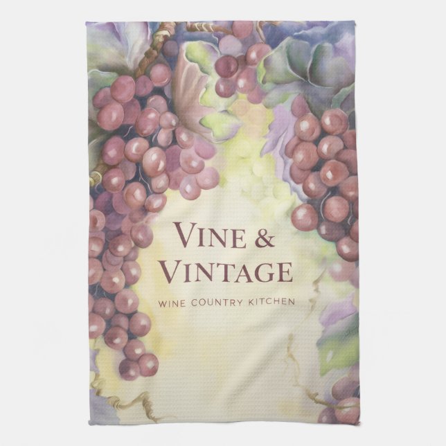 Vine & Vintage Grapes Luxe Tea Towel Geschirrtuch (Vertikal)