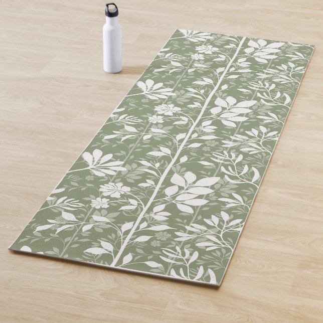Vines of Quiet Joy XL white botanical silhouette Yogamatte (Beispiel)