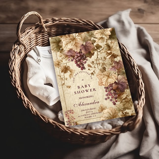 Vineyard Grape Floral Baby Shower Einladung (Von Creator hochgeladen)