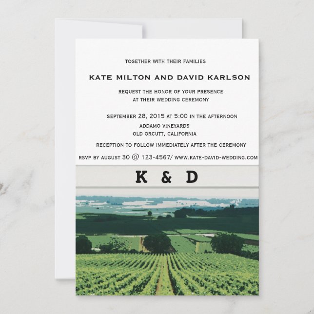 Vineyard Landcape Winery Faire-part de mariage (Devant)