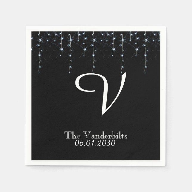 Vineyard Midnight Monogram Wedkin Napkin Serviette (Vorderseite)