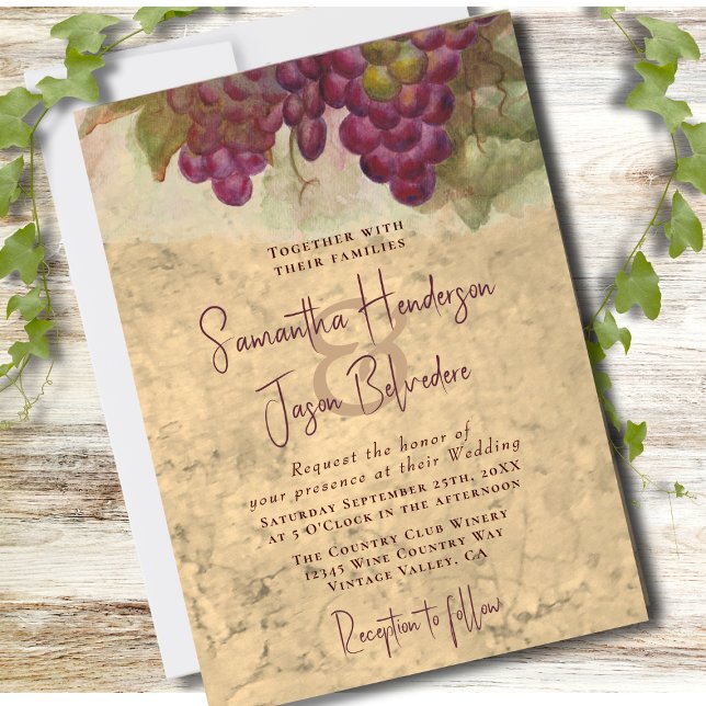 Vineyard Wedding Elegant Rustic Watercolor  Einladung (Von Creator hochgeladen)