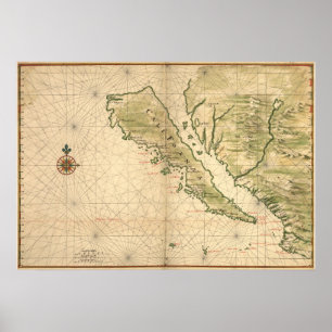 Vingboons "Kalifornien als Insel-" (1650) Poster