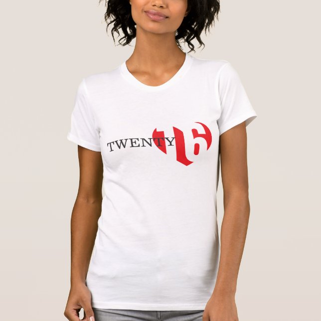 Vingt 16 amour coeur rouge 2016 dames t-shirt (Devant)
