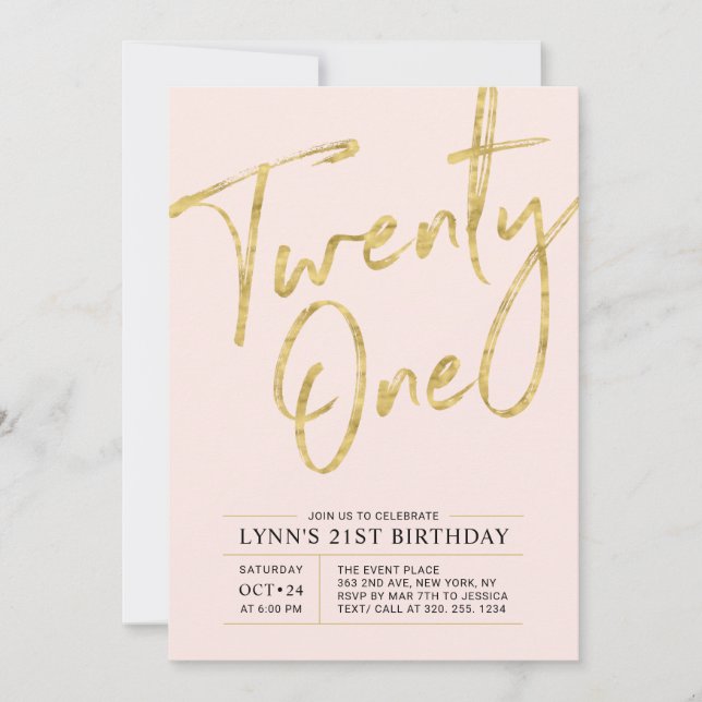 Vingt et un | Gold 21st Birthday Party Invitation (Devant)