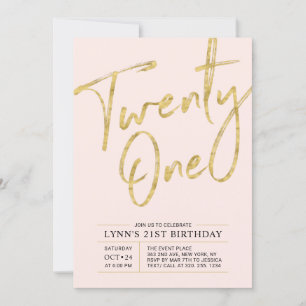 Vingt et un   Gold 21st Birthday Party Invitation