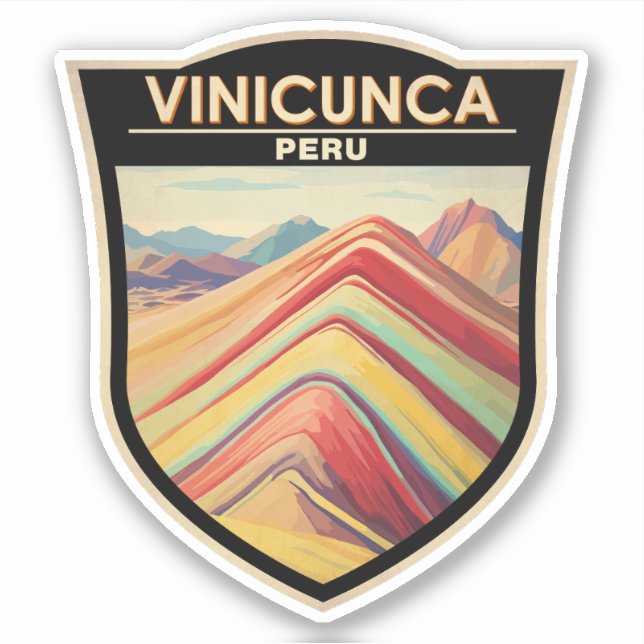 Vinicunca Peru Reisen Vintag Aufkleber (Vorderseite)