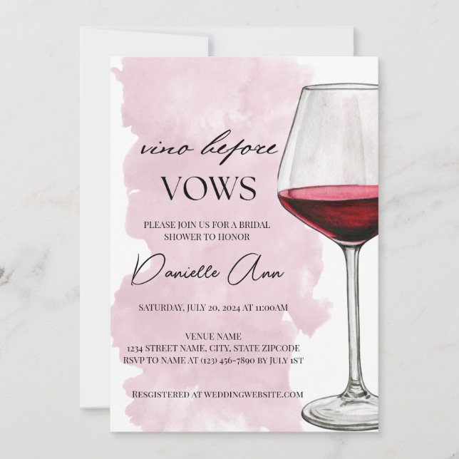 Vino Avant Vows Invitation De Douche Nuptiale (Devant)