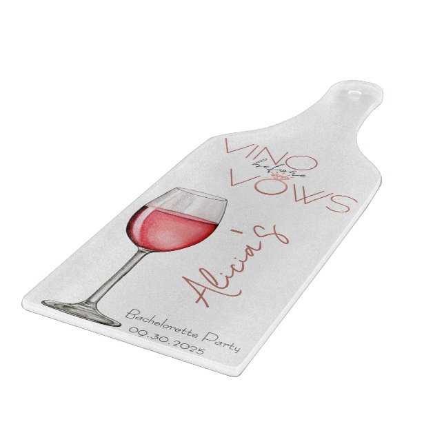 Vino Before Vows Bachelorette / Brautparty Schneidebrett (Ecke)