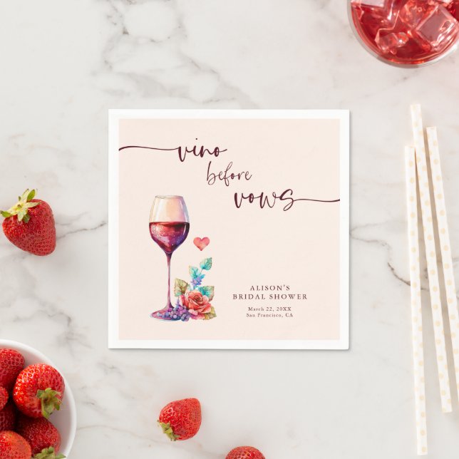 Vino Before Vows Brautparty Burgundy Serviette (Beispiel)