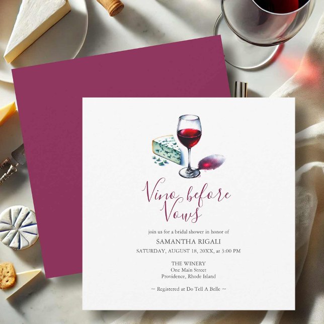 Vino Before Vows Brautparty Einladung (Wine bridal shower invitations hand drawn red wine and cheese exclusive to Do Tell A Belle)