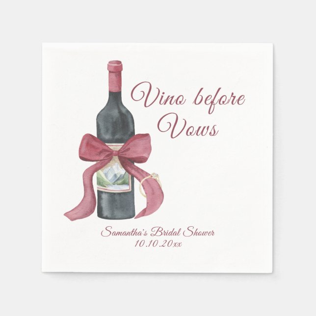 Vino before vows Bridal Shower Serviette (Vorderseite)