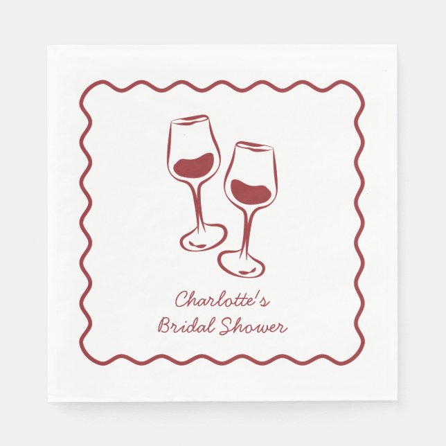 Vino Before Vows Burgunder-Junggesellinnenabschied Serviette (Vorderseite)