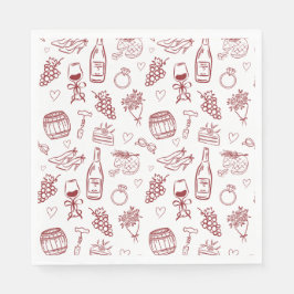 Vino Before Vows Burgundy Bridal Shower Serviette
