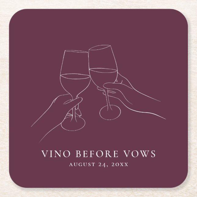 Vino Before Vows Chic Brautparty Rechteckiger Pappuntersetzer (Vorderseite)