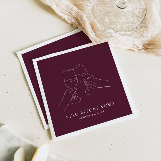 Vino Before Vows Chic Brautparty Serviette (Von Creator hochgeladen)