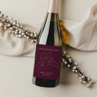 Vino Before Vows Chic Brautparty Weinetikett