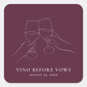 Vino Before Vows Chic Wein Brautparty Quadratischer Aufkleber