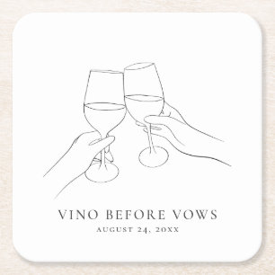 Vino Before Vows Chic Wein Junggesellinnenabschied Rechteckiger Pappuntersetzer
