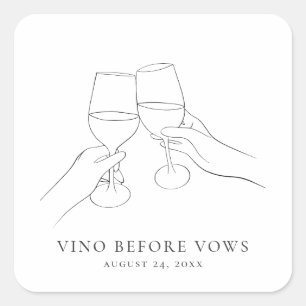 Vino Before Vows Chic Wine Brautparty Quadratischer Aufkleber