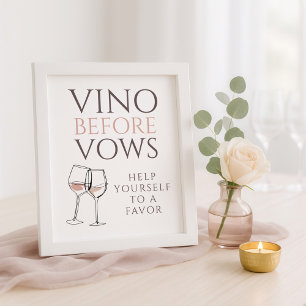 Vino Before Vows Doodle Favor Schild Brautparty