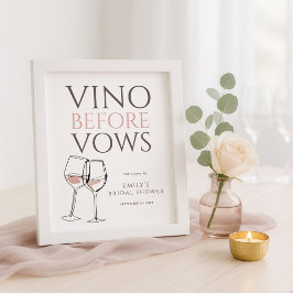 Vino Before Vows Doodle Wine Welcome Bridal Shower Poster