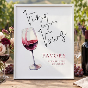 Vino Before Vows Geschenke Brautparty-Schild Poster