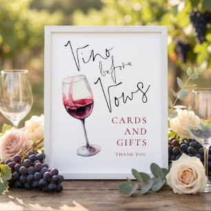 Vino Before Vows Karten Geschenke Brautparty-Schil Poster