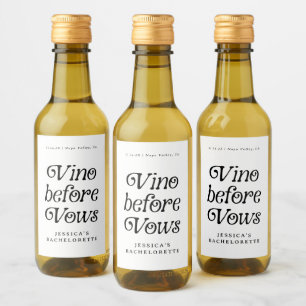 Vino Before Vows Minimal Retro Bachelorette Weinetikett