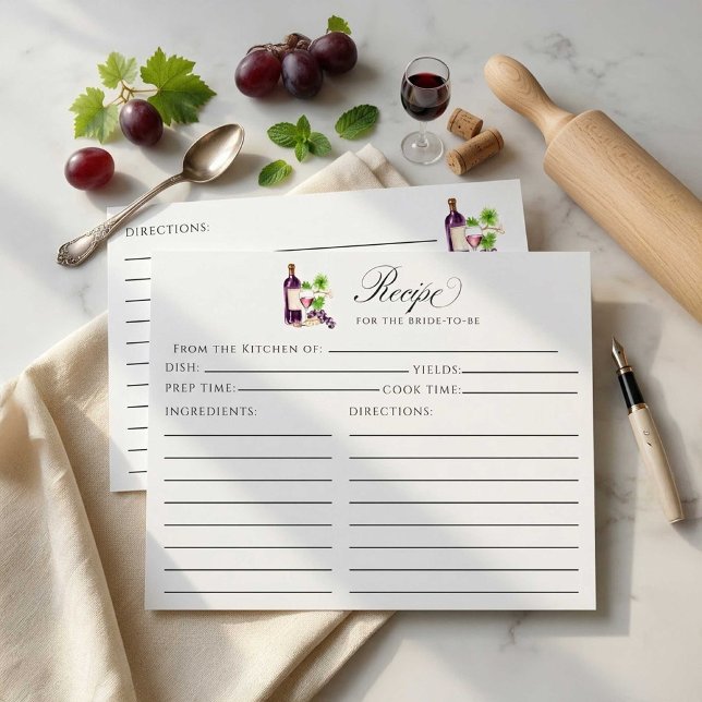 Vino Before Vows Recipe Card Bridal Shower Insert (Von Creator hochgeladen)
